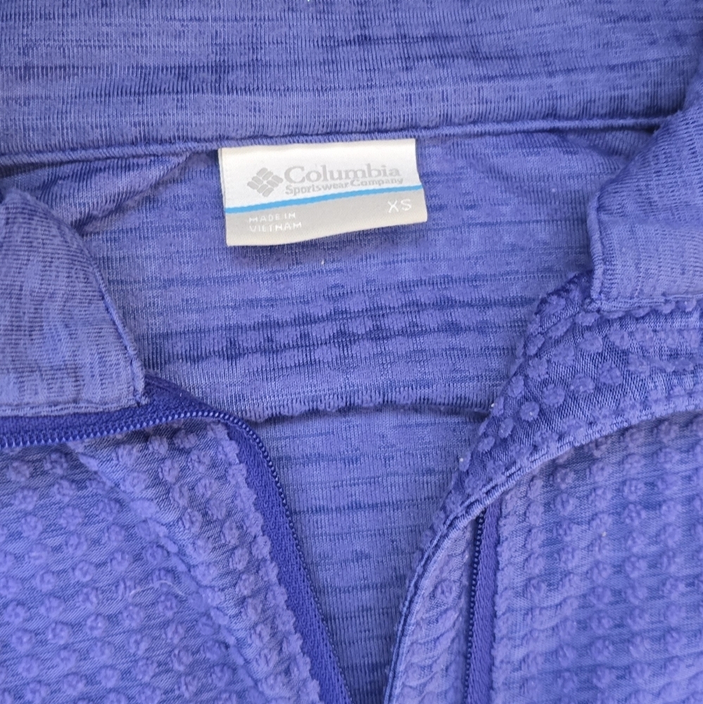 🌈Columbia Woman's 1/2 Zip Neck Waffle Knit Pullover Sweater Purple Blue Size XS - Picture 3 of 8